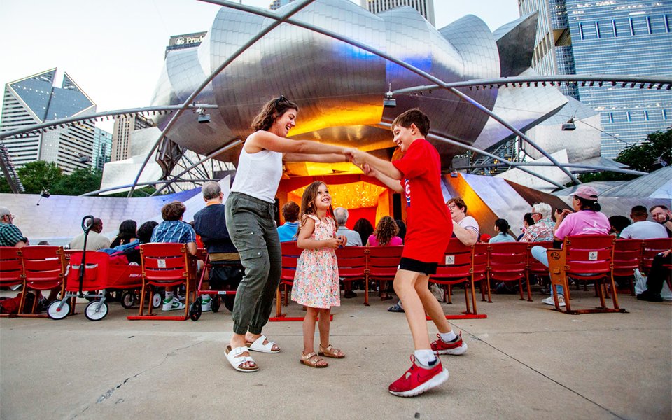 Family at the Pritzker Pavilion