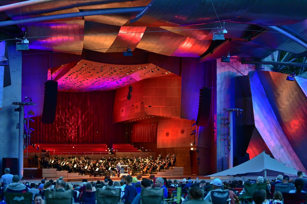 Jay Pritzker Pavilion at night