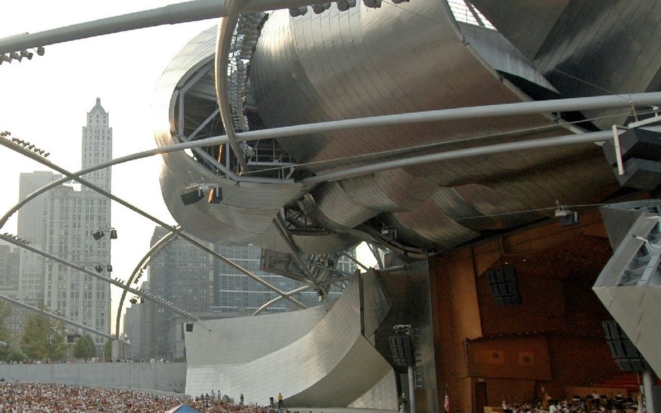 View from section 106 of the Jay Pritzker Pavilion with Grant Park Orchestra onstage